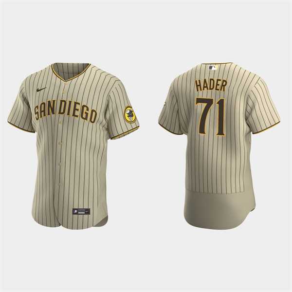 Mens San Diego Padres #71 Josh Hader Tan Brown Alternate FlexBase Player Jersey Dzhi->san diego padres->MLB Jersey